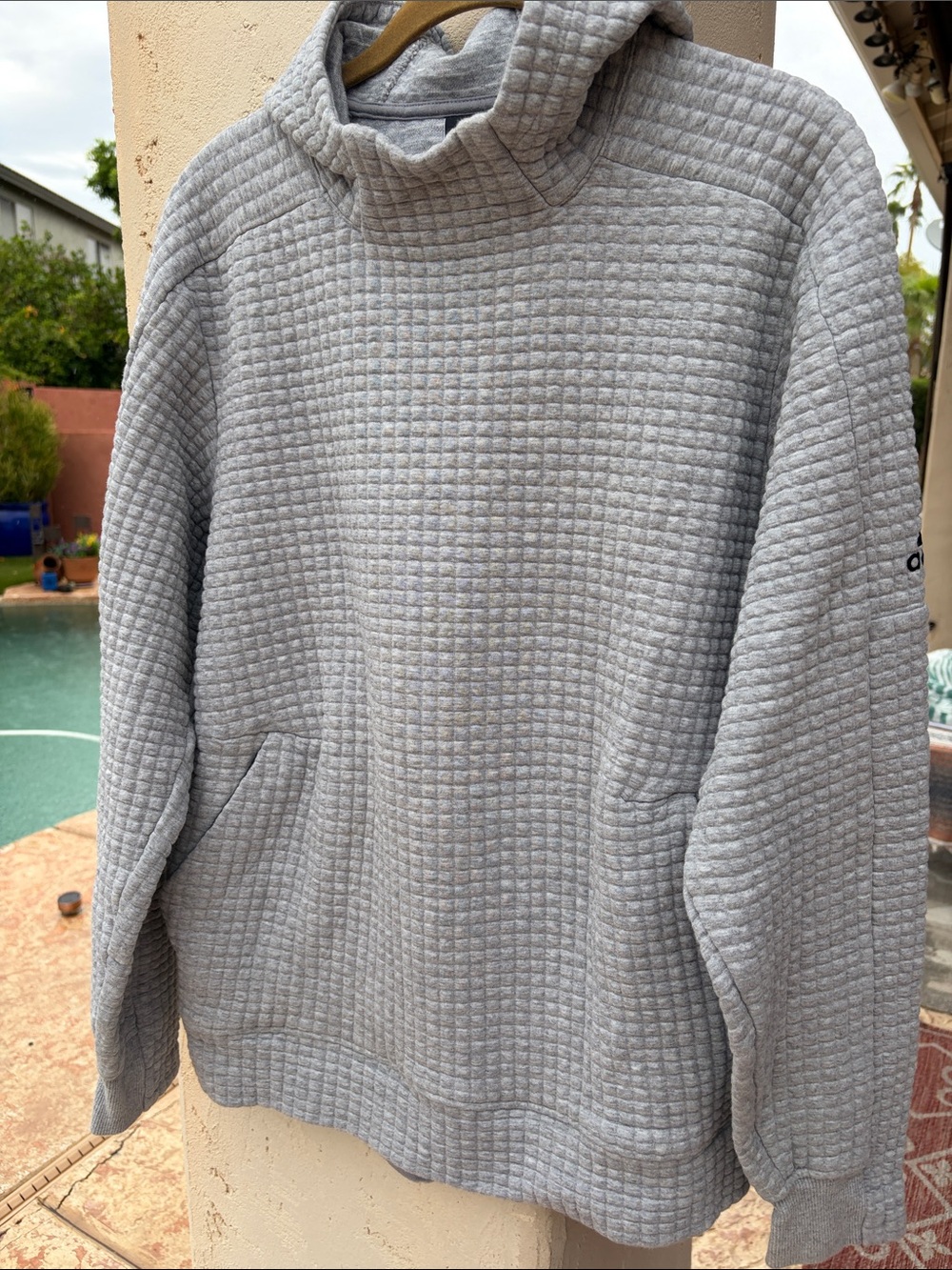 adidas Women's Light Gray Quilted Crewneck Sweater